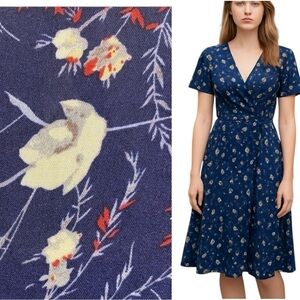 Revolve Ditsy Navy Floral Wrap Dress Feminine Summer by Blue Life Made in Ca
